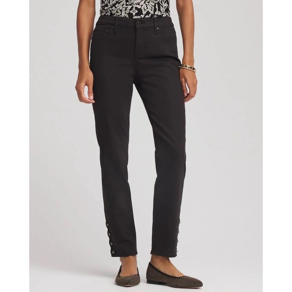 Chico's Pants - Chico's So Slimming Black Button Detail Straight Leg Pants Women's Sz 0.5
